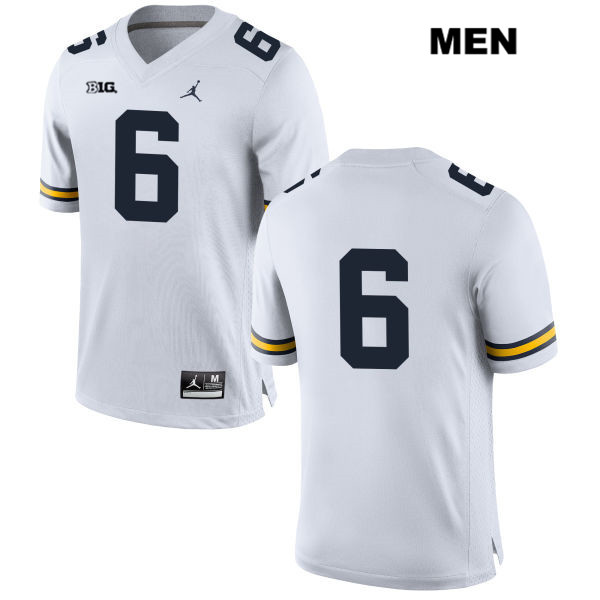 Men's NCAA Michigan Wolverines Myles Sims #6 No Name White Jordan Brand Authentic Stitched Football College Jersey JK25K67RM